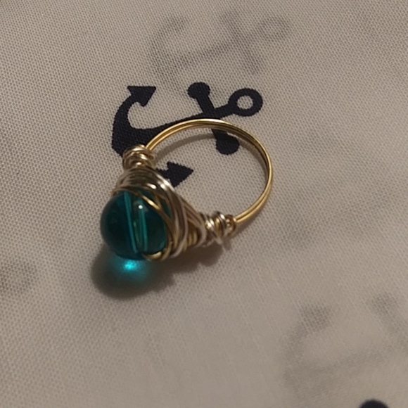 NWT Handmade Gold&Silver Glass Bead Ring - Picture 6 of 7